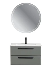 Комплект мебели Cezares Эко-Кер-Н/Eco-Cer-N 80 серо-зеленый матовый (раковина CZR-8095-80, ручки черные)