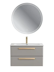 Комплект мебели Cezares Эко-Кер-Н/Eco-Cer-N 80 серо-бежевый матовый (раковина CZR-8073-80, ручки сатиновое золото)