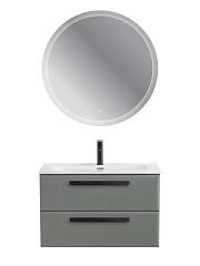 Комплект мебели Cezares Эко-Кер-Н/Eco-Cer-N 80 серо-зеленый матовый (раковина CZR-8073-80, ручки черные)