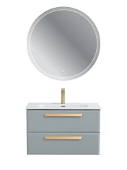 Комплект мебели Cezares Эко-Кер-Н/Eco-Cer-N 80 серо-голубой матовый (раковина CZR-8095-80, ручки сатиновое золото)