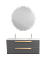 Комплект мебели Cezares Эко-Кер-Н/Eco-Cer-N 120 темно-серый матовый (раковина CZR-8073-120-1-2, ручки сатиновое золото)