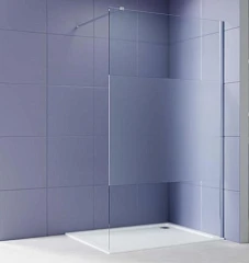 Душевая перегородка Aquatek Walk-in AQ.WI.090.3CH 90*200 с держателем L/R профиль хром, стекло прозрачное с матовой полосой без поддона