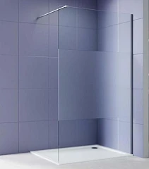 Душевая перегородка Aquatek Walk-in AQ.WI.090.3GM 90*200 с держателем L/R профиль оружейная сталь, стекло прозрачное с матовой полосой без поддона