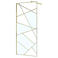 Душевая перегородка Azario Валк-ин AZ-271-100-BGL-CGP 100х195 графический принт 8 мм, цвет профиля брашированное золото без поддона