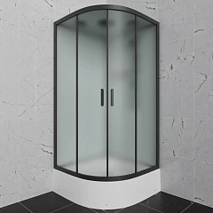 Душевая кабина Frank F409/1 М Black90*90*220 (средний поддон) матовое стекло