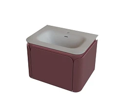 Тумба с раковиной Knotlor Цветение 60 с подсветкой бордо