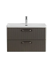 Тумба с раковиной BelBagno Дуэ/Due 80 оружейная сталь, ручки атласный никель