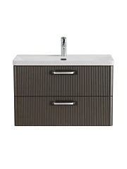 Тумба с раковиной BelBagno Дуэ/Due 80 оружейная сталь, ручки хром полированный