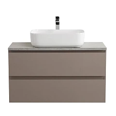 Тумба с раковиной BelBagno Крафт/Kraft 100 бежевая матовая со столешницей Marmo Grigio Lucido
