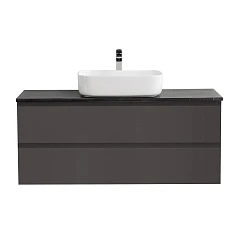 Тумба с раковиной BelBagno Крафт/Kraft 120 с двумя ящиками темно-серая матовая (столешница Marmo Nero Opaco)
