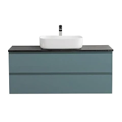 Тумба с раковиной BelBagno Крафт/Kraft 120 с двумя ящиками голубая матовая (столешница Marmo Nero Opaco)