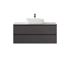 Тумба с раковиной BelBagno Крафт/Kraft 120 с двумя ящиками темно-серая матовая (столешница Cemento)