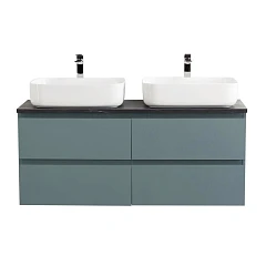 Тумба с раковиной BelBagno Крафт/Kraft 120 с четырьмя ящиками голубая матовая (столешница Marmo Nero Opaco)