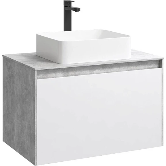 Тумба с раковиной Aqwella 5 stars Mobi 80 белый глянец/бетон светлый