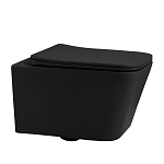 Подвесной унитаз ABBER Rechteck AC1201MB 35,5*53 черный матовый, безободковый с крышкой-сиденьем микролифт Slim Подвесной унитаз ABBER Rechteck AC1201MB 35,5*53 черный матовый, безободковый с крышкой-сиденьем микролифт Slim