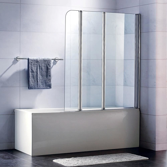 Шторка на ванну Koller Pool Aqua Line MW3DA 107*140 L/R прозрачная Transparent 5мм Calc Free хром