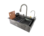 Кухонная мойка Fmark FSC003Q 75*46 многофункциональная графит Кухонная мойка Fmark FSC003Q 75*46 многофункциональная графит