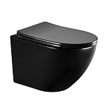 Подвесной унитаз ABBER Bequem AC1100MB 37*48 черный матовый, безободковый с крышкой-сиденьем микролифт Slim Подвесной унитаз ABBER Bequem AC1100MB 37*48 черный матовый, безободковый с крышкой-сиденьем микролифт Slim