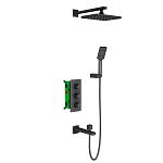 Душевой комплект Timo Petruma SX-5149/03SM черный матовый с термостатом и изливом Душевой комплект Timo Petruma SX-5149/03SM черный матовый с термостатом и изливом