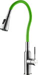 Смеситель Lemark Expert LM5082S-Green для кухни с гибким изливом хром/зеленый Смеситель Lemark Expert LM5082S-Green для кухни с гибким изливом хром/зеленый
