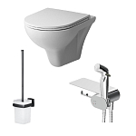 Подвесной унитаз AM.PM Gem 36,5*50 безободковый с крышкой-сиденьем микролифт, гигиеническим душем и ершиком Подвесной унитаз AM.PM Gem 36,5*50 безободковый с крышкой-сиденьем микролифт, гигиеническим душем и ершиком
