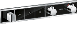 Термостат Hansgrohe RainSelect 15356600 для ванны и душа на 3 выхода хром/черный скрытый монтаж Термостат Hansgrohe RainSelect 15356600 для ванны и душа на 3 выхода хром/черный скрытый монтаж
