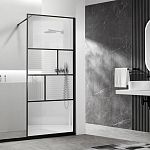 Душевая перегородка Vincea Walk-In 90*200 стекло прозрачное/рифленое профиль черный матовый без поддона Душевая перегородка Vincea Walk-In 90*200 стекло прозрачное/рифленое профиль черный матовый без поддона