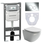 Комплект инсталляции Ceramicanova Envision, унитаз Metropol Rimless, клавиша смыва Round хром Комплект инсталляции Ceramicanova Envision, унитаз Metropol Rimless, клавиша смыва Round хром