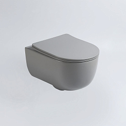 Подвесной унитаз Vincea Evo 35,5*49 безободковый серый матовый с крышкой сиденьем микролифт Slim Подвесной унитаз Vincea Evo 35,5*49 безободковый серый матовый с крышкой сиденьем микролифт Slim