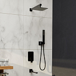 Душевой комплект RGW Shower Panels SP-56-B с изливом скрытый монтаж черный матовый Душевой комплект RGW Shower Panels SP-56-B с изливом скрытый монтаж черный матовый