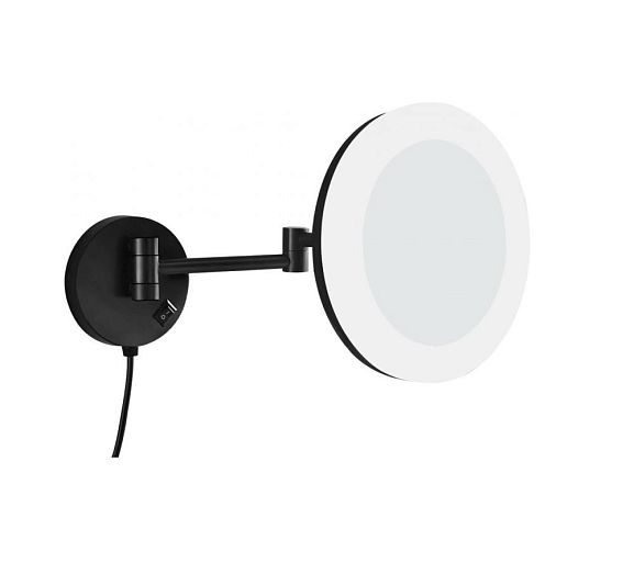 Косметическое зеркало Aquanet 1806DMB с LED подсветкой круглое D-20 см, черное матовое