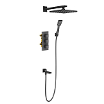 Душевой комплект Timo Tetra-thermo SX-0199/03SM черный матовый с термостатом и изливом Душевой комплект Timo Tetra-thermo SX-0199/03SM черный матовый с термостатом и изливом