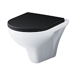 Подвесной унитаз AM.PM Gem FlashClean 36,5*50 безободковый с черной крышкой-сиденьем микролифт Slim Подвесной унитаз AM.PM Gem FlashClean 36,5*50 безободковый с черной крышкой-сиденьем микролифт Slim