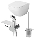 Подвесной унитаз AM.PM Inspire V2.0 39*55 безободковый с сиденьем микролифт, гигиеническим душем и ершиком Подвесной унитаз AM.PM Inspire V2.0 39*55 безободковый с сиденьем микролифт, гигиеническим душем и ершиком