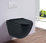 Подвесной унитаз Esbano Lotus 34*50 Matt Black безободковый с крышкой-сиденьем микролифт Slim Подвесной унитаз Esbano Lotus 34*50 Matt Black безободковый с крышкой-сиденьем микролифт Slim
