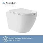Подвесной унитаз Aqueduto Ovo Plus 36,5*52 безободковый Tornado с крышкой-сиденьем микролифт белый глянцевый