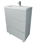 Тумба с раковиной MarkaOne Bumble 60Н белая 2 ящика (выдвижная раковина)