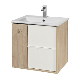 Тумба с раковиной Aquaton Бостон 60 белый глянец/дуб эврика 2
