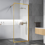 Душевая перегородка Vincea Walk-In 90*200 стекло рифленое профиль брашированное золото без поддона Душевая перегородка Vincea Walk-In 90*200 стекло рифленое профиль брашированное золото без поддона