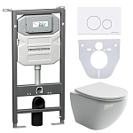 Комплект инсталляции Ceramicanova Envision, унитаз Metropol Rimless, клавиша смыва Round белая Комплект инсталляции Ceramicanova Envision, унитаз Metropol Rimless, клавиша смыва Round белая