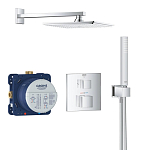 Душевой комплект Grohe Grohtherm Cube 34741000 с термостатом скрытый монтаж хром Душевой комплект Grohe Grohtherm Cube 34741000 с термостатом скрытый монтаж хром