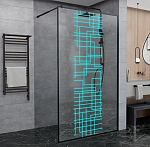 Душевая перегородка Deto LB120 120*200 с подсветкой профиль черный матовый без поддона Душевая перегородка Deto LB120 120*200 с подсветкой профиль черный матовый без поддона