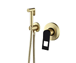 Гигиенический душ со смесителем Bronze DE Luxe Element EL28GB скрытый монтаж матовое золото/черный Гигиенический душ со смесителем Bronze DE Luxe Element EL28GB скрытый монтаж матовое золото/черный