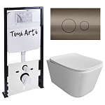 Комплект инсталляции Toni Arti Noche, клавиша смыва Baglio Nikel Brush Комплект инсталляции Toni Arti Noche, клавиша смыва Baglio Nikel Brush