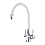 Смеситель Lemark Comfort LM3075C-White для кухни с функцией подключения фильтра и гибким изливом хром/белый Смеситель Lemark Comfort LM3075C-White для кухни с функцией подключения фильтра и гибким изливом хром/белый