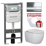 Комплект инсталляции Ceramicanova Envision, унитаз Play Rimless, клавиша смыва Flat хром Комплект инсталляции Ceramicanova Envision, унитаз Play Rimless, клавиша смыва Flat хром